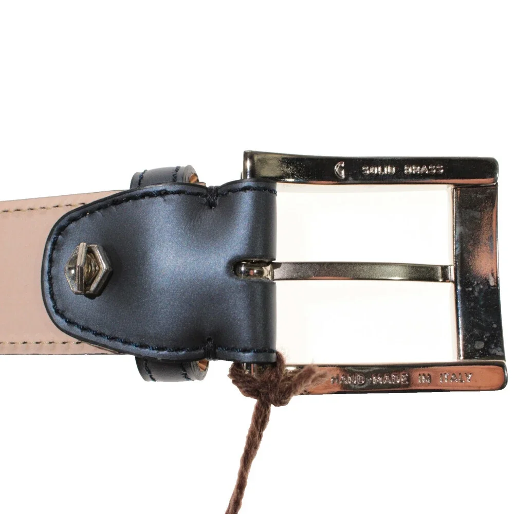 Di Bianco NWT Cut to Size Dress Belt In Solid Navy Blue Leather One Size